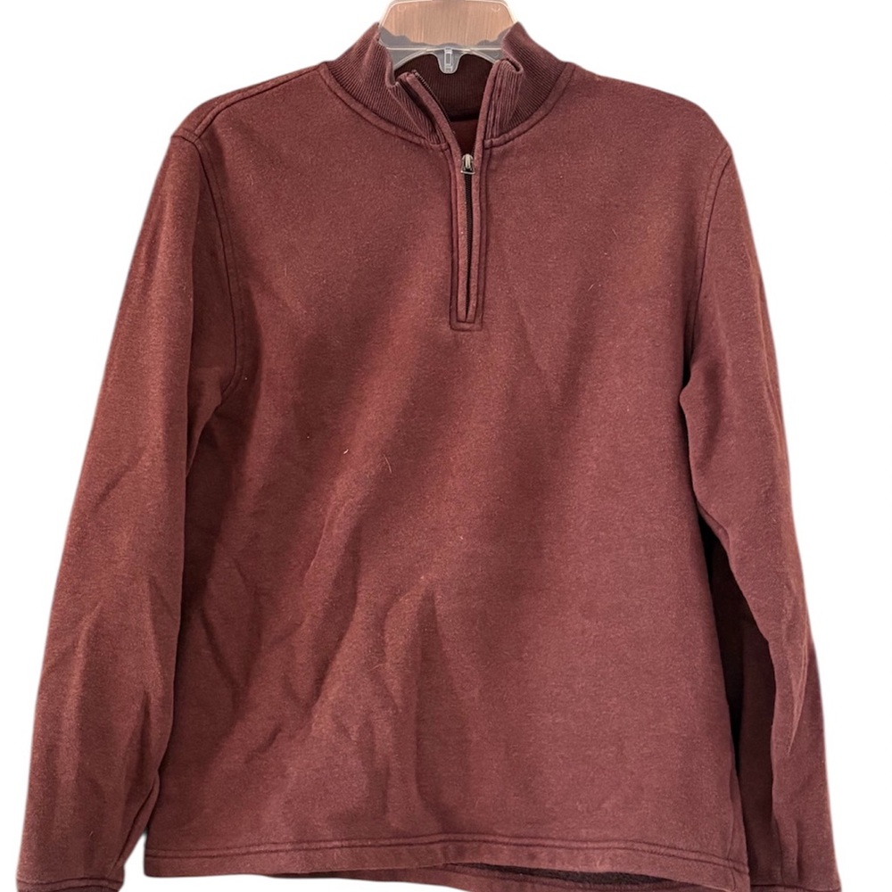 George 1/4 Zip Front Brown Small 34/36 Men’s Long Sleeve Fleece Pullover Shirt